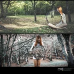 Fotografo dark Liguria - dittico modella specchio bosco stagioni