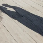 Ombra della coppia di sposi che si avvicina sul molo di legno chiaro | Fabio Zenoardo